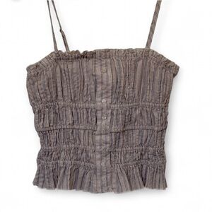 ⭐️ 3/35 Forever 21 Beige Pin Striped Button Up Cropped Tank